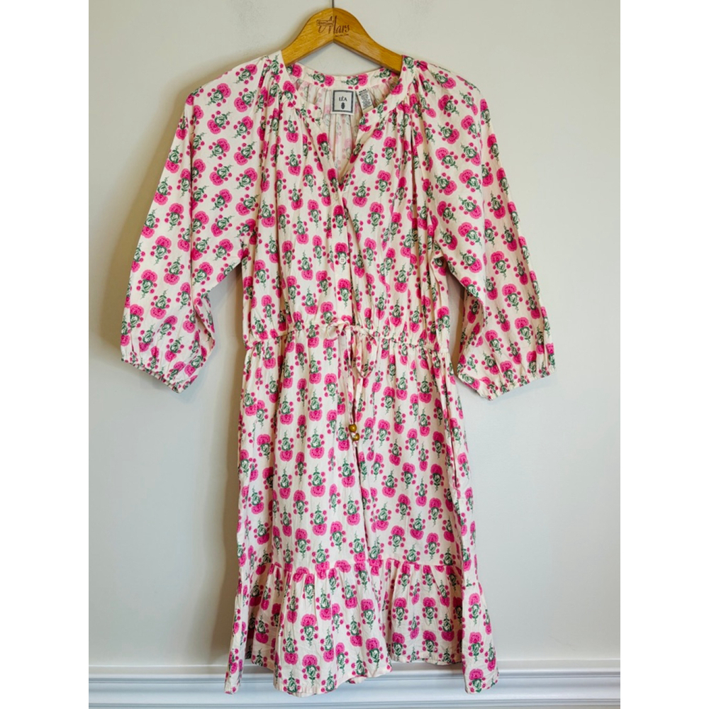 Reformation LEA White Pink Floral Cotton Mini Shirtdress M
